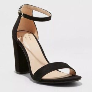 Black Velvet Ankle Strap Heels